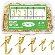 LEEXAYAH 169 Bilderhaken-Sets, 4,545,4 kg, Bilderaufhngeset, verpackt, 83 Metall-Bilderaufhnger und 86 Ngel, geeignet fr Holzwnde, Gipskarton-B