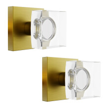 2 Pack Antique Brass Door Knob Dummy Door Knobs Crystal Door Knobs Interior  Antique Door Knob Square Door Knob Glass Door Handle for Hall Pantry Clos