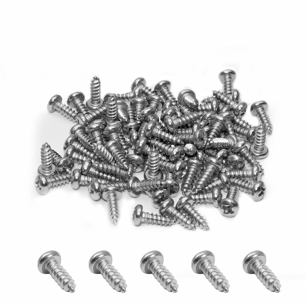 PHITUODA 100pcs #2 x 1/4 Pan Head Sheet Metal Screws  Phillips Drive Self-Tapping Screw  Round Head Wood Screw  Full Thread  304 Stainless Steel 18-8-image-OPC-PFN8GYP-NEW