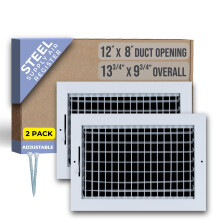 [2 Pack] Past 12x8 Luchtopening Stalen Verstelbare Luchtrooster van Handua | Ventilatie Rooster