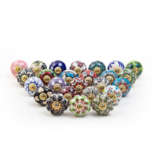 RAJRANG BRINGING RAJASTHAN TO YOU Multicolor Ceramic Knobs for Cabinet Dresser Drawer and Furniture Hand Painted Antique Floral Cupboard Pull Knob (Ro