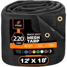 Xpose Safety Heavy Duty Mesh Tarp - 12x 18Mngsidigt svart skyddsverdrag med luftflde - Anvnds fr kopplingar Skuggstaket Skyddstaket Dumper -