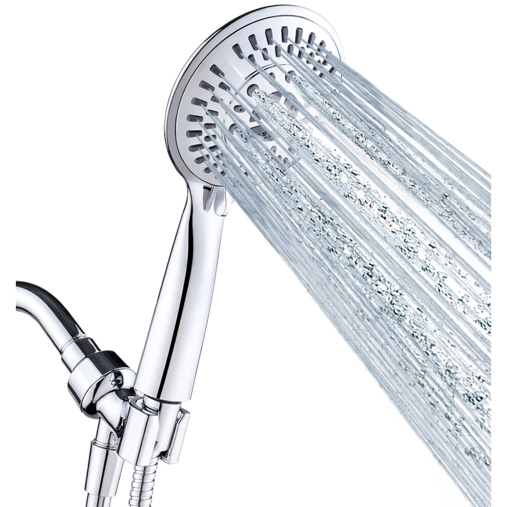 BRIGHT SHOWERS 9 Spray Settings Shower Head with Handheld High Pressure Hand Held Showerhead with 60 Inch Stainless Steel Hose and Adjustable Overhead