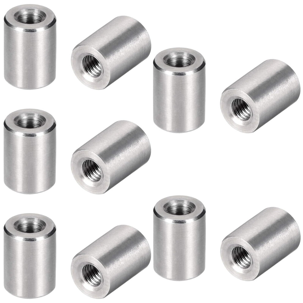 MroMax 10Pcs M3 Round Connector Nuts  304 Stainless Steel Rod Coupling Nuts 8mm/0.31 Length Female Thread for Camera Pan  Lamp Bracket  Glass Folding-image-OPC-PFMQNH6-NEW