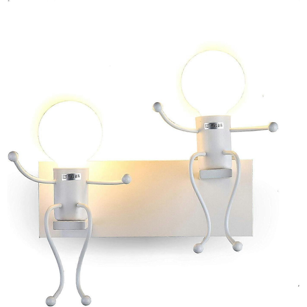 (As show, One size) Creative Retro Iron Wall Lamp, Vintage Metal Sconce for Bar, Bedroom, Kitchen, E27 Light, White, Modern Industrial Wall Light-image-OPC-PGHSGMX-NEW