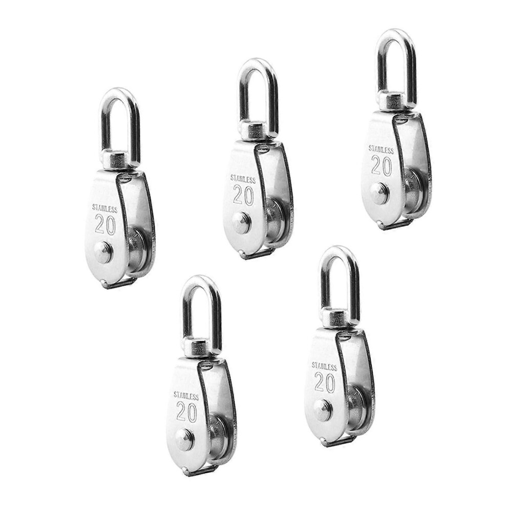 (As Show, One Size) M20 304 Stainless Steel Single Pulley, 20Mm Single Pulleys Roller Block, Crane Swivel Hook Smooth Wire Rope Cable Loading 75Kg/165 6910540334517