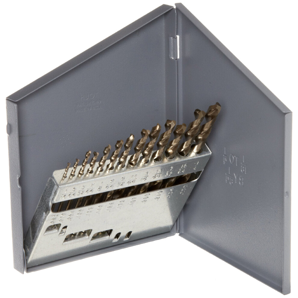 Photos - Bits / Sockets Chicago-Latrobe Chicago Latrobe 550 Series Cobalt Steel Jobber Length Drill Bit Set with Metal Case Gold Oxide Finish 135 Degree Split Point