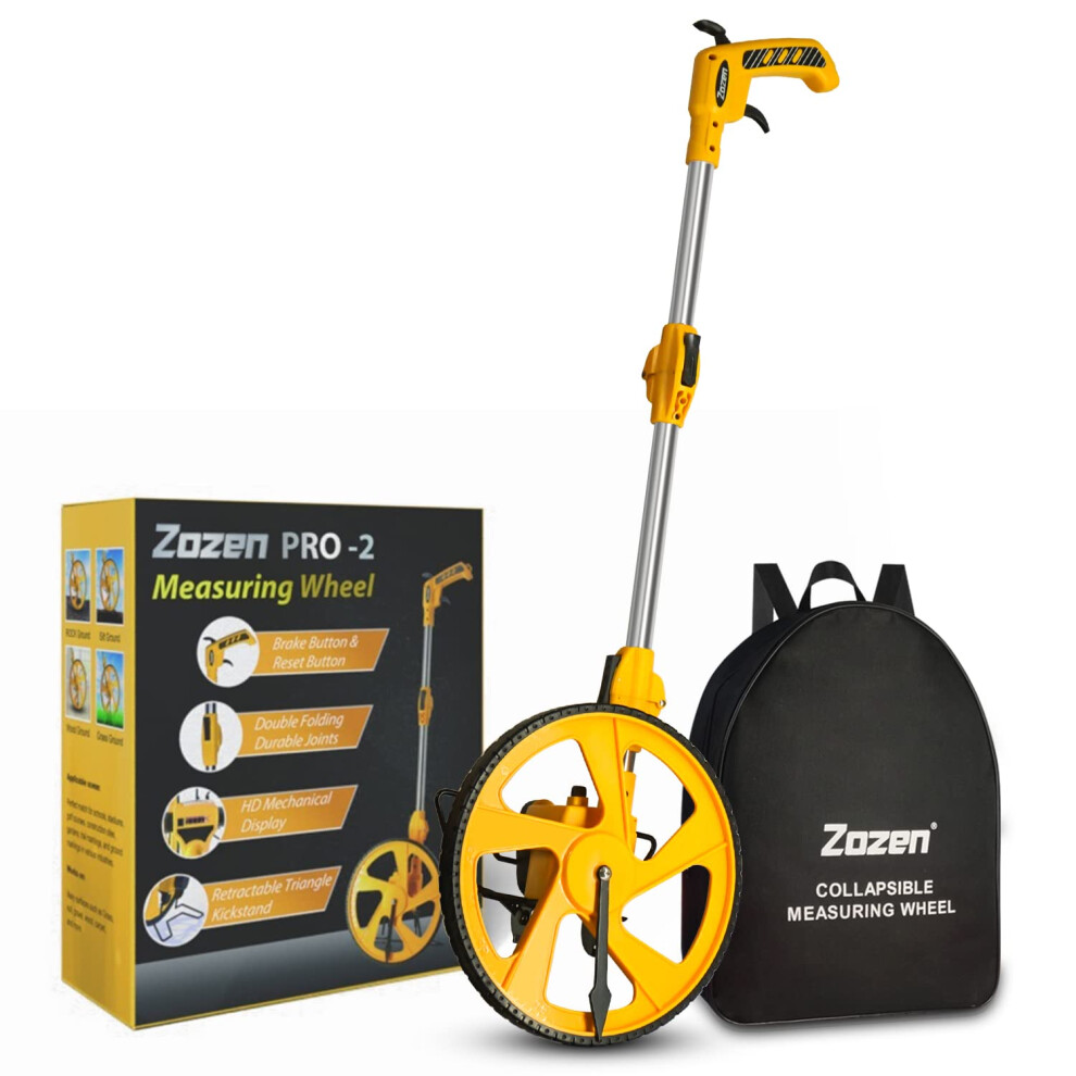 Zozen Professional Measure Wheel With Brake & Handle Reset - Advanced Collapsible | Mechanical Distance Measuring Wheel In Feet [Up To 10 000Ft] Wi 709226972497