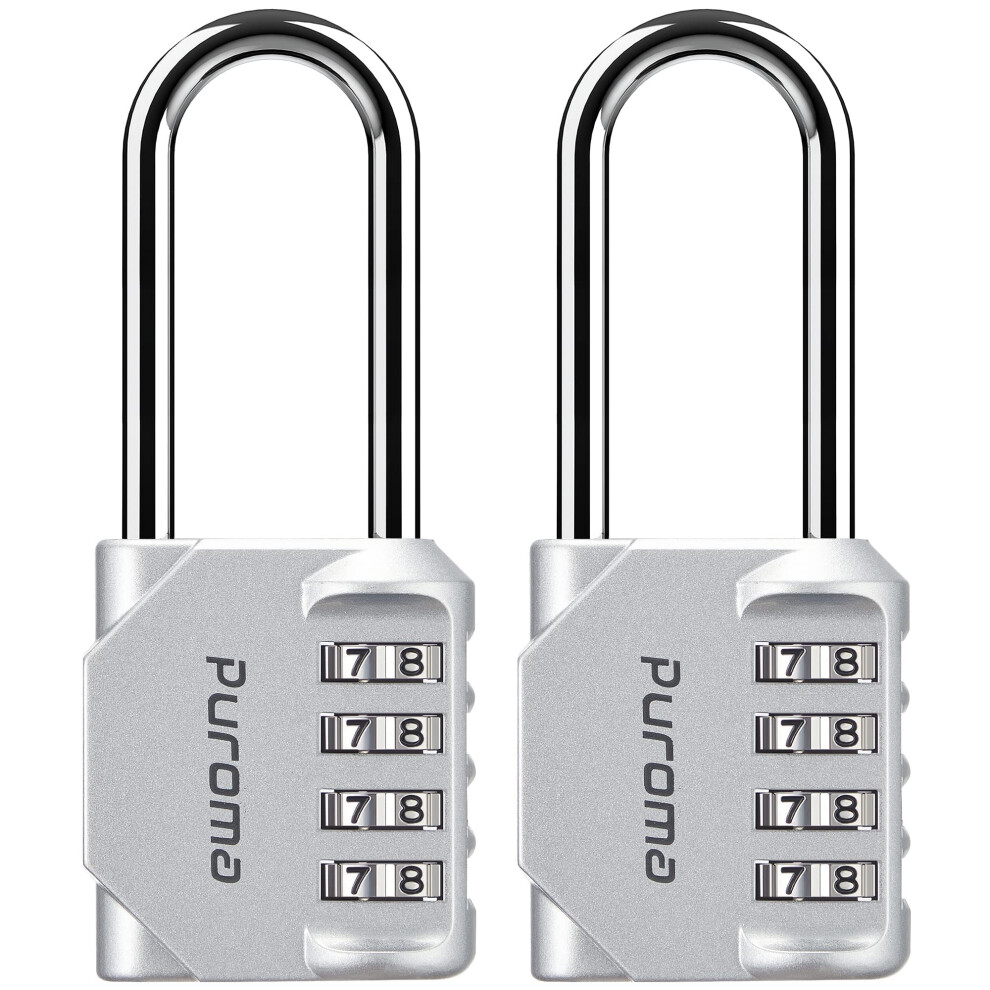 Puroma 2 Pack 2.6 Inch Long Shackle Combination Lock 4 Digit Outdoor Waterproof Padlock For School Gym Locker Sports Locker Fence Gate Toolbox Ca 840064901734