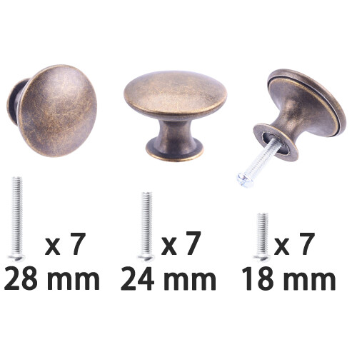 hugolem 6 Pack Breen Bronze Round Antique Brass Kitchen Cabinet Knobs Cupboard Door Knobs Drawer Handle Pulls Dresser Knobs with 7 Pcs Screws for Bat 1