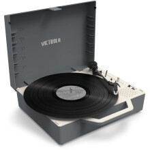 Victrola Re-Spin Sustainable Suitcase Vinyl Record Player  3-Speed (33 1/3  45 & 78 RPM)  Belt-Driven Bluetooth Turn Table with Built-in Bass Radiator