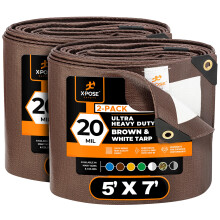 Xpose Safety 5' x 7' Ultra Heavy Duty Tarp (2 ks) - 20 Mil nepremokavé plachty na kempovanie, outdoorové dobrodružstvá a kryt stanu, UV ochrana,