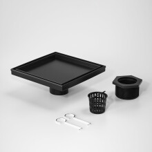 Bernkot Square Shower Drain 8"""" Matte Black Floor Drain with Tiled Insert Grate & Hair Strainer 304 Stainless Steel Bathroom 2-in-1 Tiled in Dr
