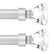Knobelite 2-pack 1-inch diameter enkel raam behandeling gordijnroede kristallen kruisbloem gordijnroeden voor thuis 22-inch tot 42-inch verstelbare (