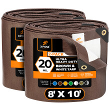 Xpose Safety 8' x 10' Ultra Heavy Duty Tarp (2 ks) - 20 Mil nepremokavé plachty na kempovanie, outdoorové dobrodružstvá a kryt stanu, UV ochrana,