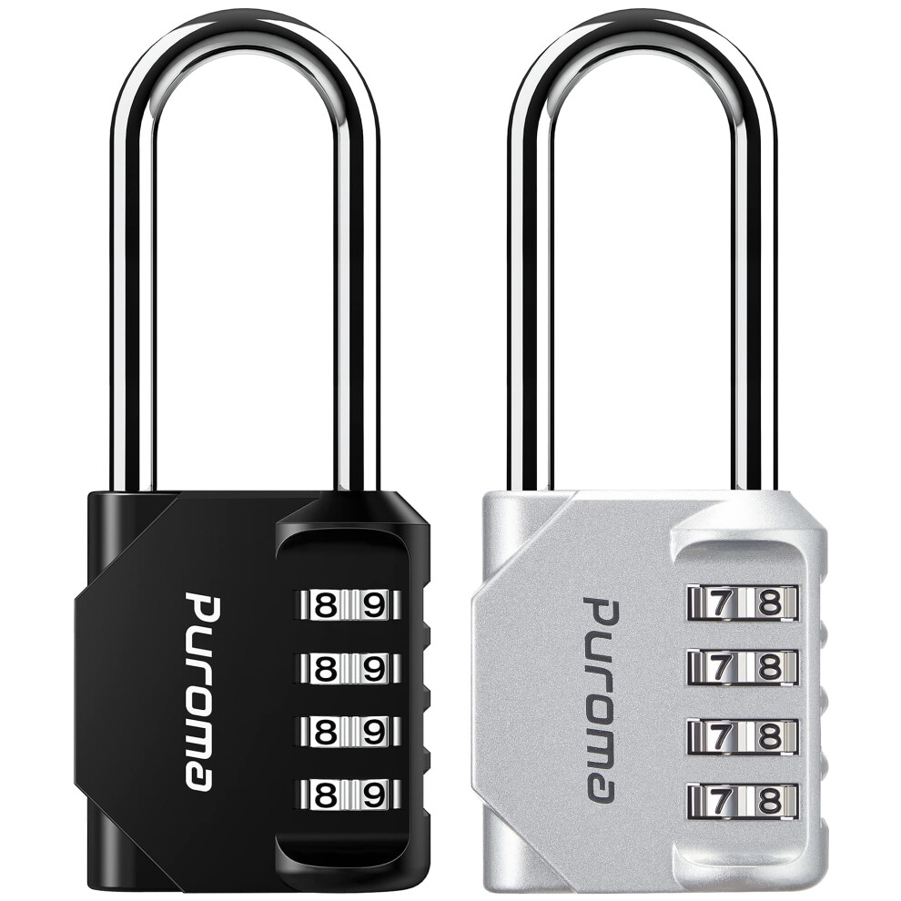 Puroma 2 Pack 2.6 Inch Long Shackle Combination Lock 4 Digit Outdoor Waterproof Padlock For School Gym Locker Sports Locker Fence Gate Toolbox Ca 840064901727