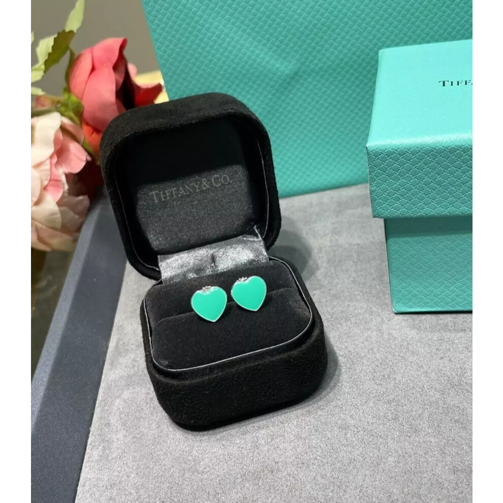 Tiffany & Co. Women's Green Heart Silver Earrings