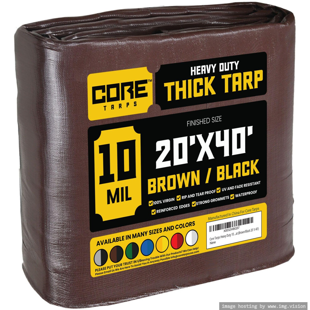 Core Tarps Heavy Duty 10 Mil Tarp Cover Waterproof Uv Resistant Rip And Tear Proof Poly Tarpaulin With Reinforced Edges For Roof Camping Patio 810077419519