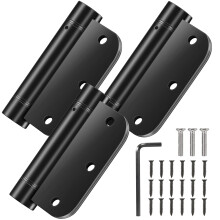 3.5'' Self-Closing Door Hinges, 3.5 Inch x 3.5 Inch Spring Hinges, Stainless Steel Adjustable Door Hinges with 5/8" Radius Corners, 3 Pack Auto Close
