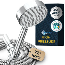 HammerHead Showers ALL METAL LOW FLOW Handheld Shower Head with Hose and Brass Holder - CHROME - Water Saving 1.75 GPM Detachable Shower Head - A