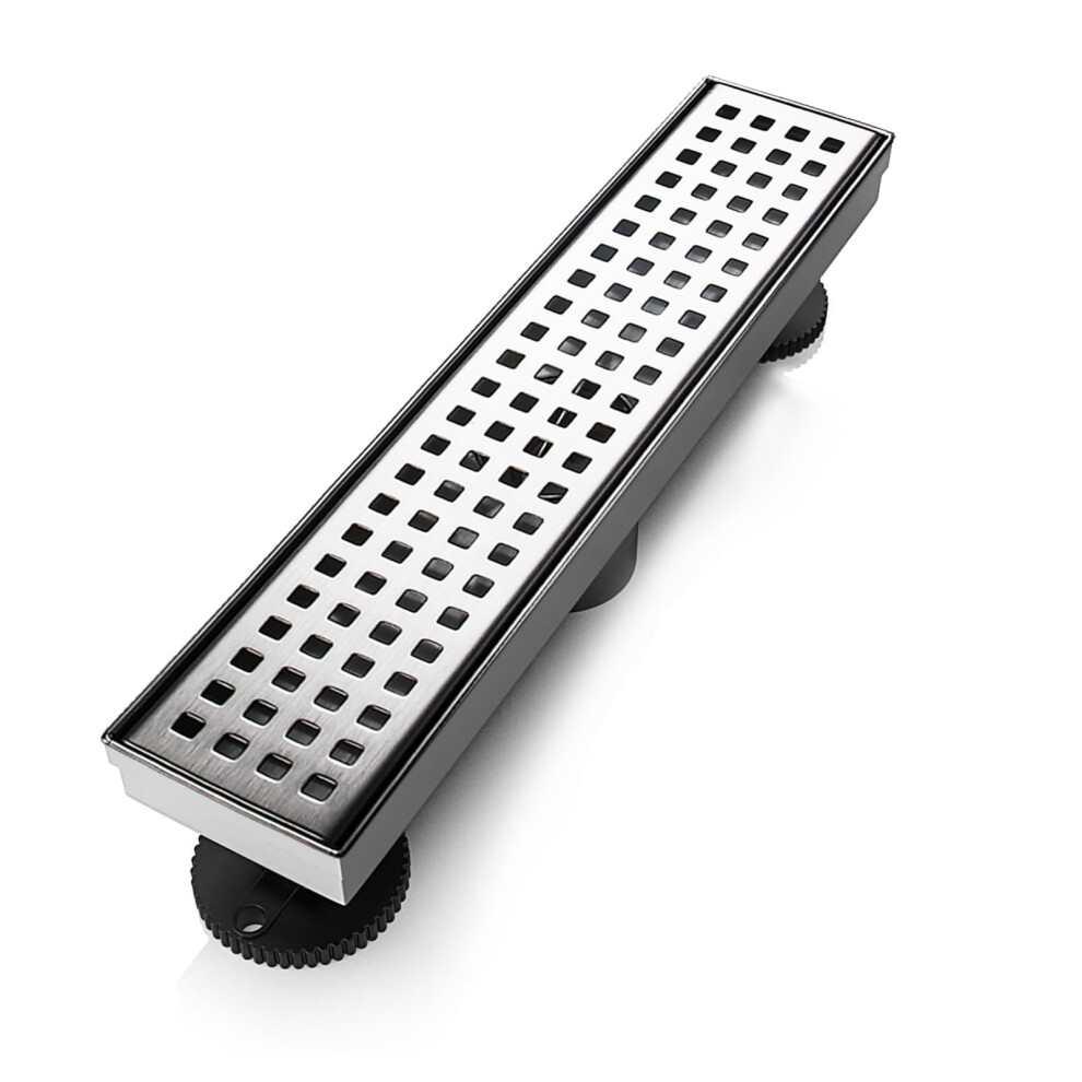 Sanitemodar Shower Drain 12 Inch Linear Shower Drain With Removable Square Hole Panel Aisi 304 Stainless Steel Brushed Shower Floor Linear Drain Wit 738627094811