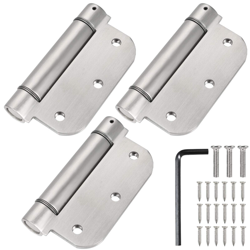 3.5'' Self-Closing Door Hinges 3.5 Inch X 3.5 Inch Spring Hinges Stainless Steel Adjustable Door Hinges With 5/8 Radius Corners 3 Pack Auto Close H 623064799019