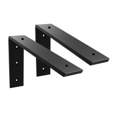 Munkalapi tartkonzol 2 csomag 8 hvelykes nagy teherbrs, 3/8"""" vastag fekete grnit munkalap tart 8""""x6""""x2,5"" polc L konzol Krc/grnit/fa/beto