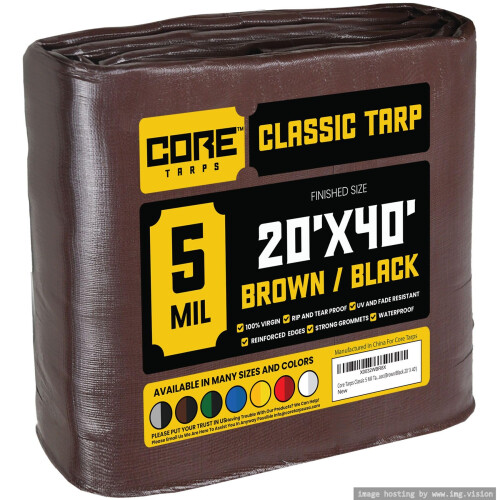 Core Tarps Classic 5 mil couvercle de bache impermeable UV resistant aux UV Rip et a l'epreuve Poly bache