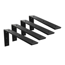 Munkalap tartkonzol 4 csomag 16 hvelykes nagy teherbrs, 3/8"" vastag fekete grnit munkalap tart 16"" x 6"""" x 2,5"" polc L konzol Kvarc/grnit/fa/