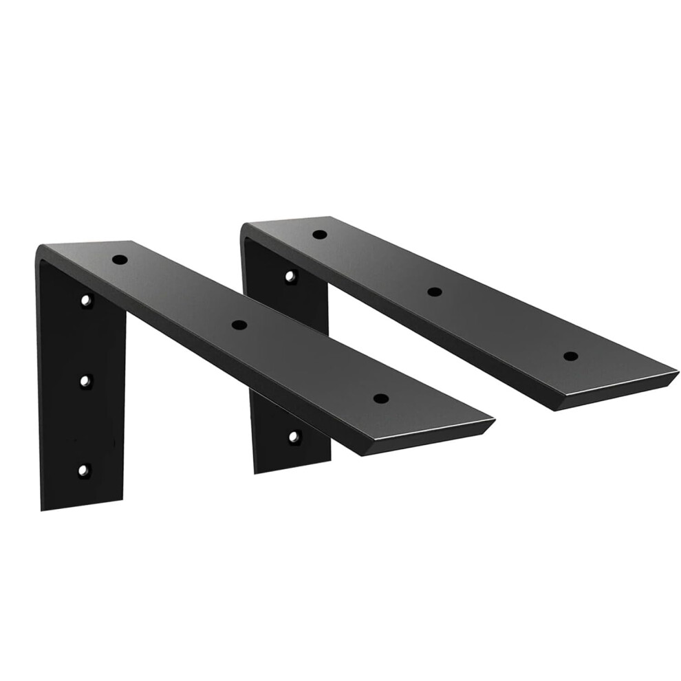 Lot de 2 supports de comptoir en granit noir robuste de 25,4 cm (10 po) d'   paisseur (3/8 po) pour    tag   res de 25,4 x 15,2 x 6,3 cm (10 po x 6 po