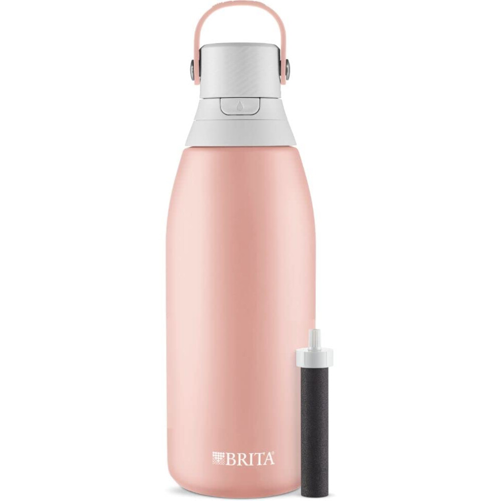 Brita Stainless Steel Premium Filtering Water Bottle  BPA-Free  Reusable  Insulated  Replaces 300 Plastic Water Bottles  Filter Lasts 2 Months or 40 G