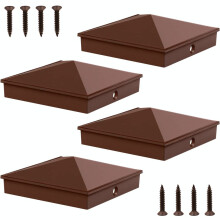 Azdele Tapas para postes piramidales de aluminio de 4 x 4 para postes de madera nominales de 4 x 4 (real/verdadero 3.5 x 3.5 pulgadas) con superf