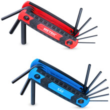 17-delige premium inklapbare inbussleutelset Metrisch 1,5 mm - 8 mm SAE 5/64- 1/4 | Cr-V-staal Nauwkeurige en afgeschuinde punten | 2-pack universele