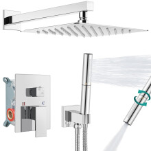 Aolemi Shower System with Rainfall Shower Head and Handheld Wall Mount High Pressure Shower Faucet Set Fixture Combo with 2 in 1 Handheld Spray Rough