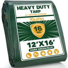 Kesfitt Tarp Heavy Duty Waterproof 12x16FT 16 mil tlust plachty odoln proti roztren a vyblednut Polytarpov kryt odoln proti UV zren s prucho