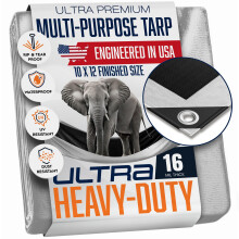 Plachty Heavy Duty Vodotesn 10x12 Extra siln 16 Mil Ultra Heavy Duty Plachta s pruchodkami kadch 18 palcu - Tkan plastov Poly plachta - (oboust