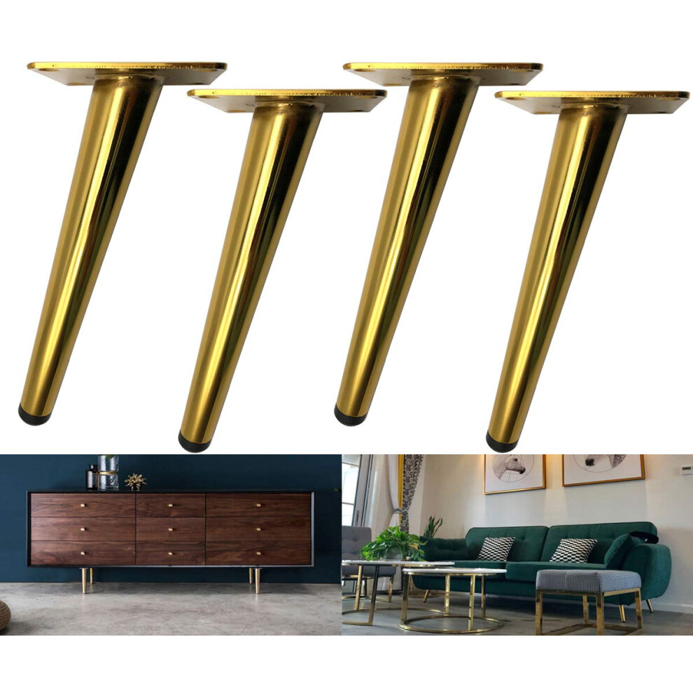 Bikani Golden Sofa Legs Round Solid Metal Furniture Legs Sofa Replacement Legs Perfect For Mid-Century Modern/Great Ikea Hack For Sofa Couch Bed C 739515518747