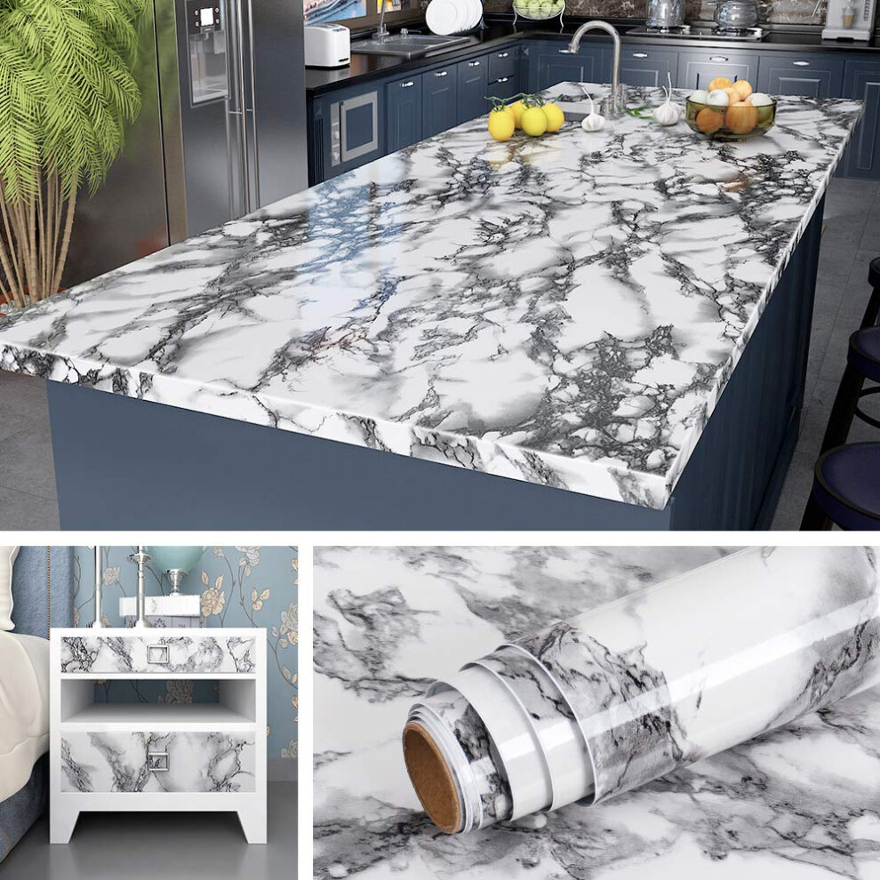 Livelynine 197X24 Inch Marble Contact Paper Peel And Stick Countertops For Kitchen Waterproof Granite Countertop Paper Marble Wallpaper Granite Paper 016071776317