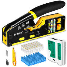 Brileine RJ45 Crimp Tool Pass gennem Kit Ethernet Crimper Cat5 Cat5e Cat6 Crimping Tool til RJ11/RJ12 6P