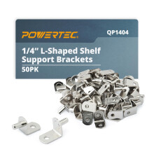 POWERTEC QP1404 1/4 hvelykes polctartk 50 db L-alak konzol lyukas polctskkkel Tartcsapok polcokhoz Konyhaszekrny Polc Knyvespolc Szekrny s