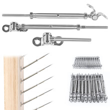 Muzata 40 Paar Kabelgeländer-Set, 1/8 Zoll Gesenk-Knebelspannschloss, Kabelgeländer-Hardware, T316 Edelstahl für Holzpfosten, WoodEasy-Kabelgelän