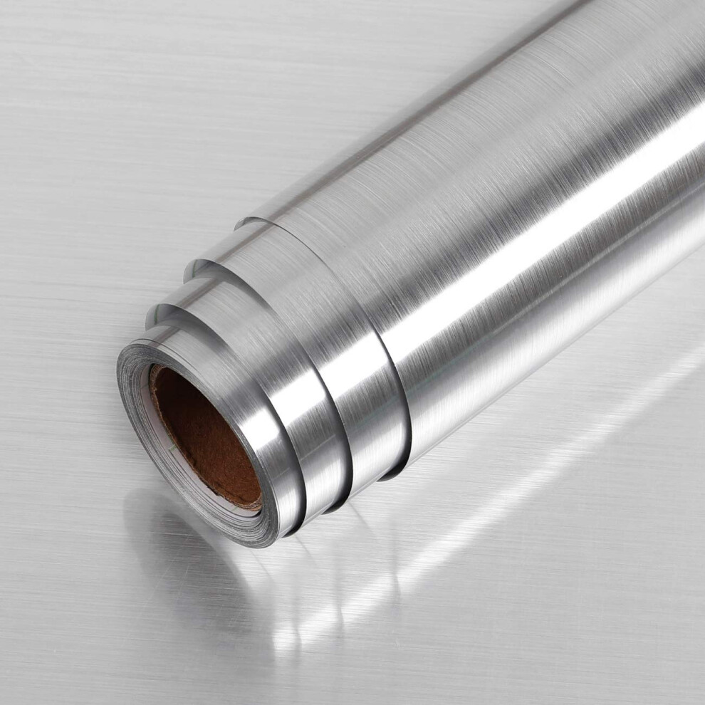Lacheery 160X36 Inch Brushed Stainless Steel Contact Paper For Kitchen Appliances Refrigerator Heat Resistant Contact Paper Peel And Stick Backsplash 717066787003