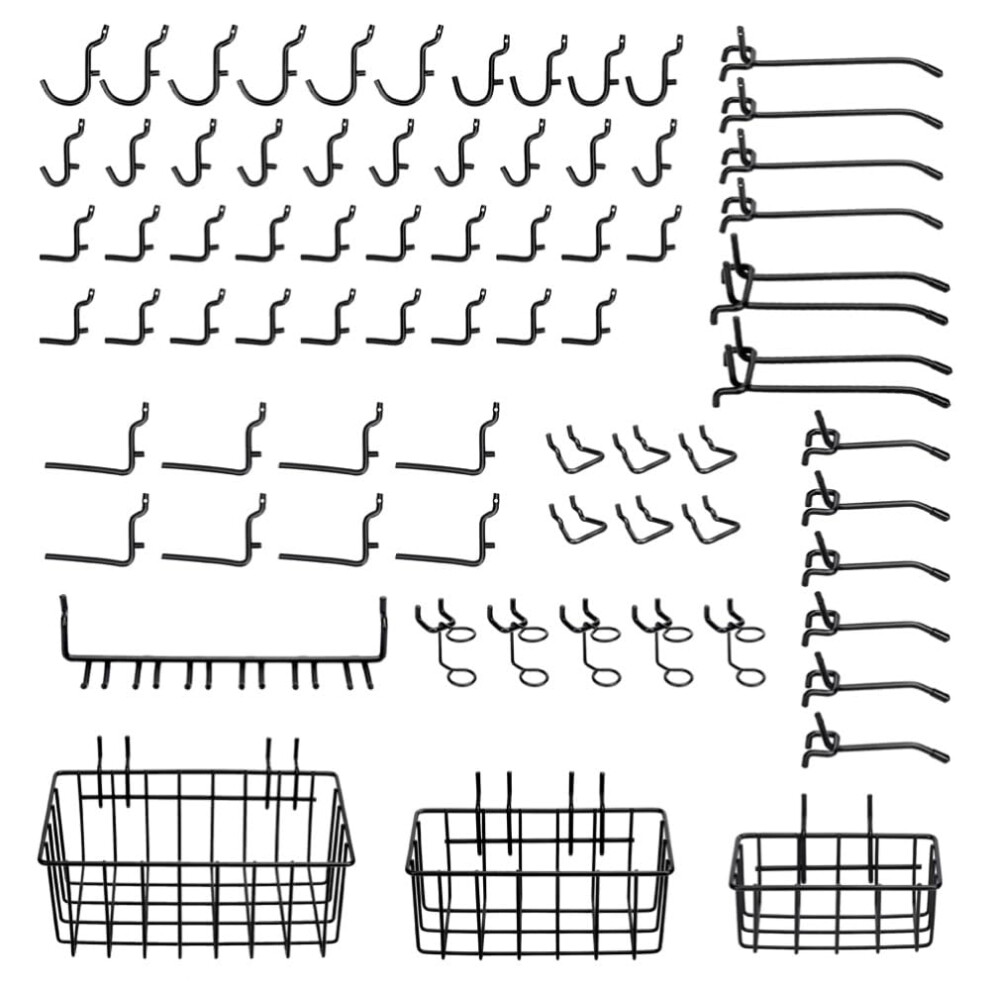Heavy Duty Black Pegboard Hooks And Baskets For Hanging Tools 73 Pieces 1/4'' Peg Board Accessories Peg Hooks And Bins Peg Board Attachments For Org 850015951350