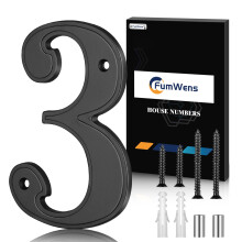 FumWens 5 inch moderne huisnummers voor buiten grote metalen adresnummers voor huis anti-roest drijvende huisnummers met spijkerkits voor voordeur tu