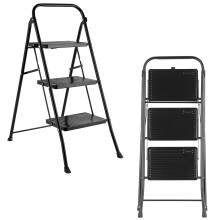 Kleeneze KL068514BLKFEU7 3-Step Easy Reach DIY Stepladder 105cm Ergonomic & Lightweight Strong Steel Structure Safety Clip Non-Slip Feet Collapsi