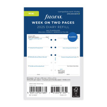 Filofax Mini week on two pages English 2025 diary