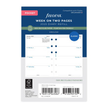 Pocket Week on two pages English recycled paper 2025