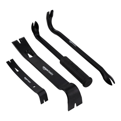 Amazon Amazon Basics Pry Bar/Nail Puller Set, 4 count (Pack of 1), Black
