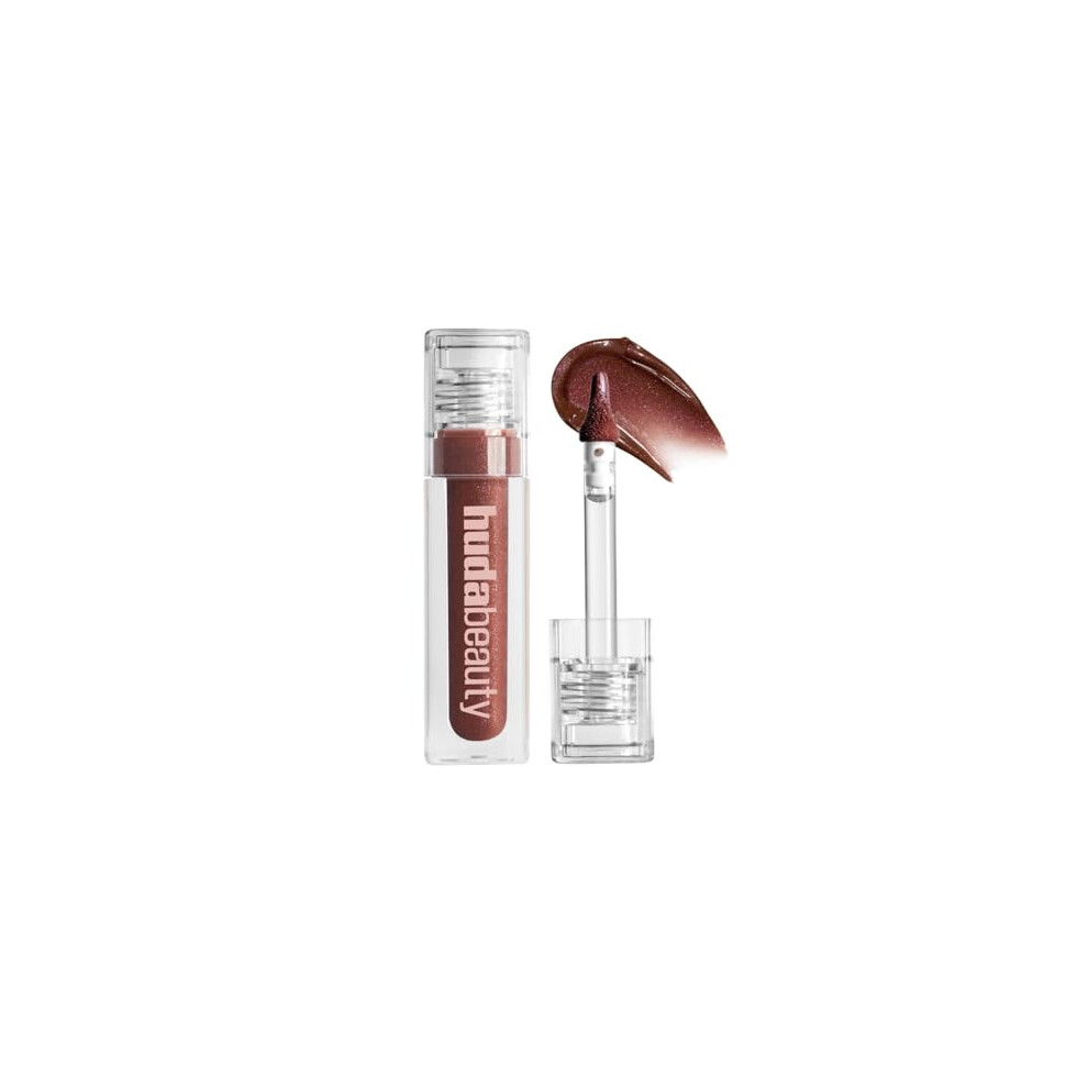Huda Faux Filler Icy Nude Shimmer Lip Gloss - She Fire (sheer deep brown) - 0.13 fl oz / 3.9 mL