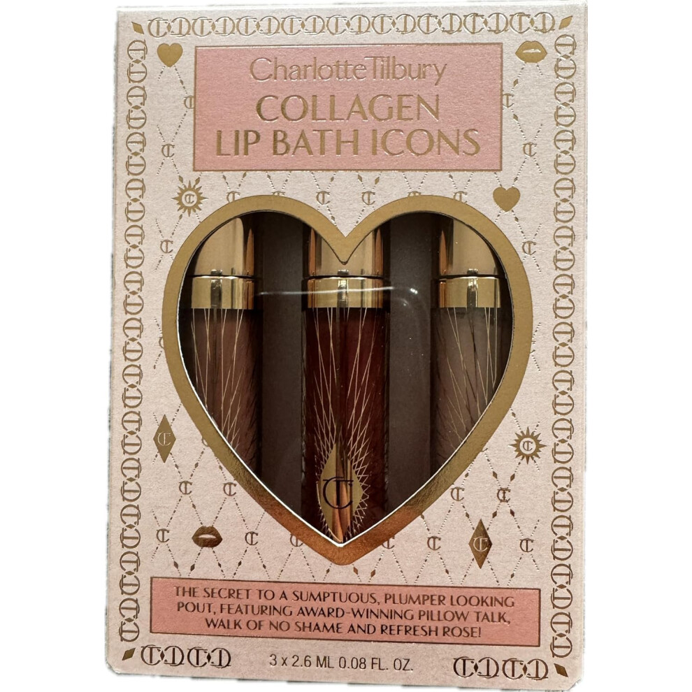 CHARLOTTE TILBURY Collagen Lip Bath Icons Kit - Walk of No Shame, Pillow Talk and Refresh Rose(2.6ml / 0.08 fl oz EACH)